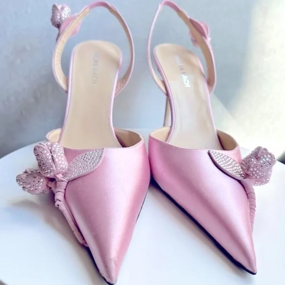 🌺 MACH & MACH🌺 Wonder Tulip Satin Slingback Pumps Size: 40 - Picture 8 of 17